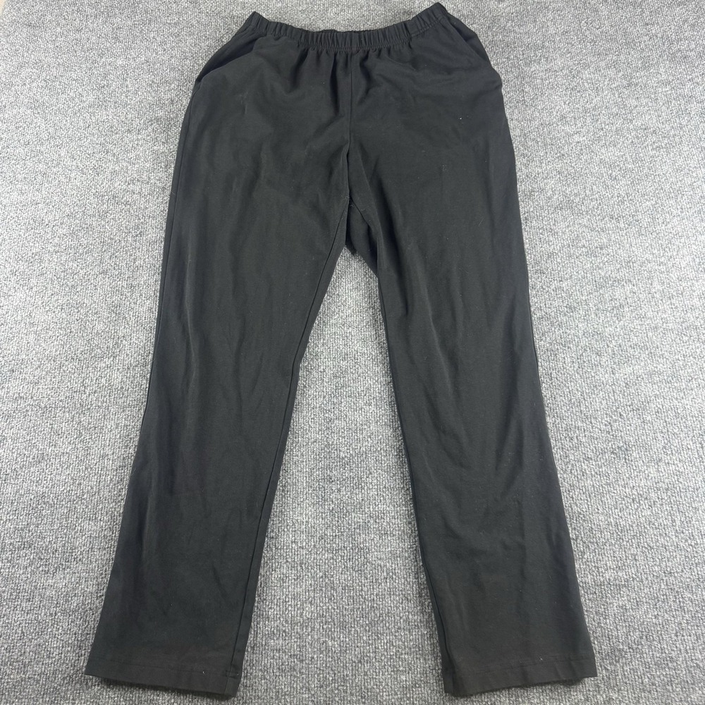 L.L. Bean Lounge Pants Womens M Black Knit Cotton Spandex Elastic Waist 252077
